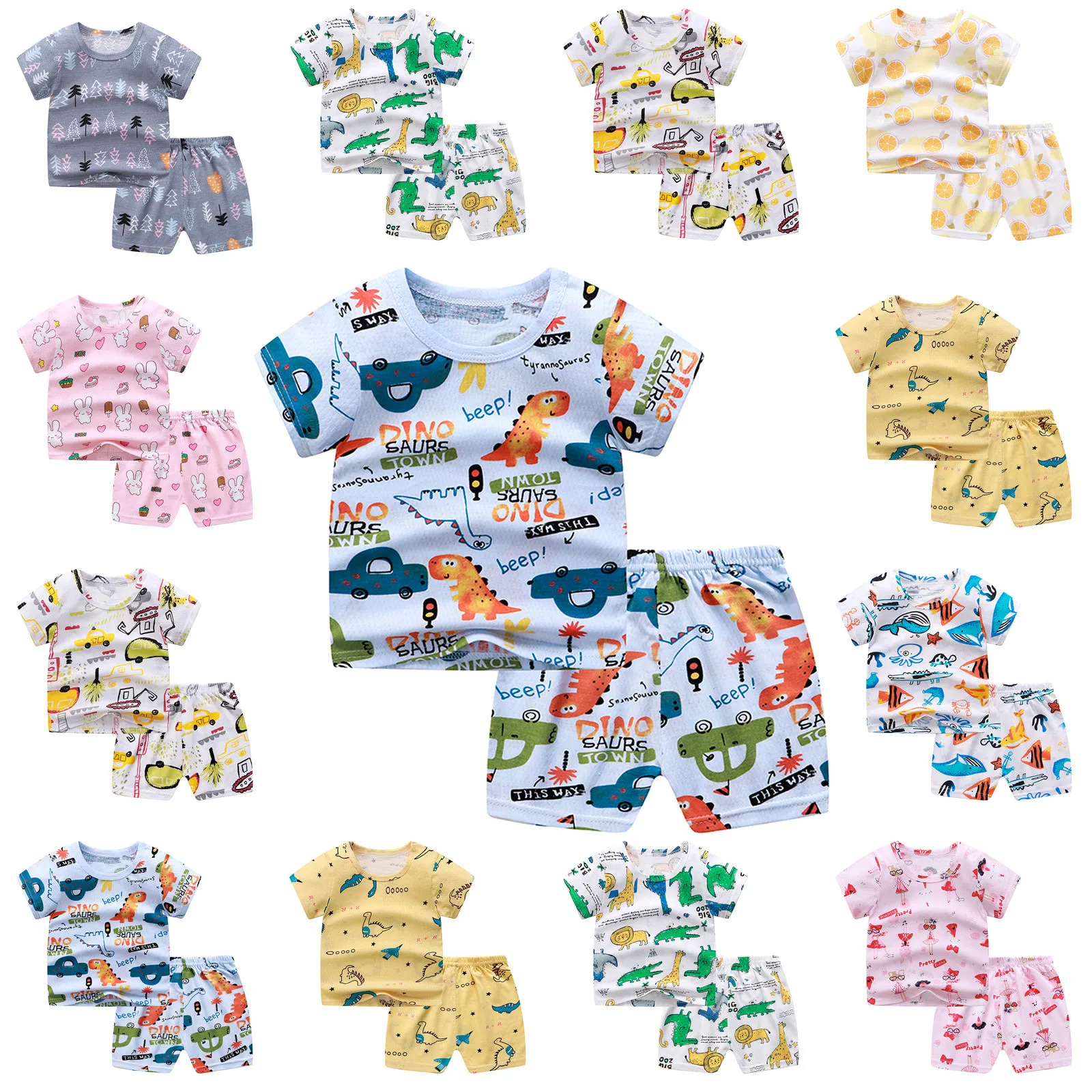 Летняя футболка с коротким рукавом и шорты для маленьких мальчиков девочек # p4 |