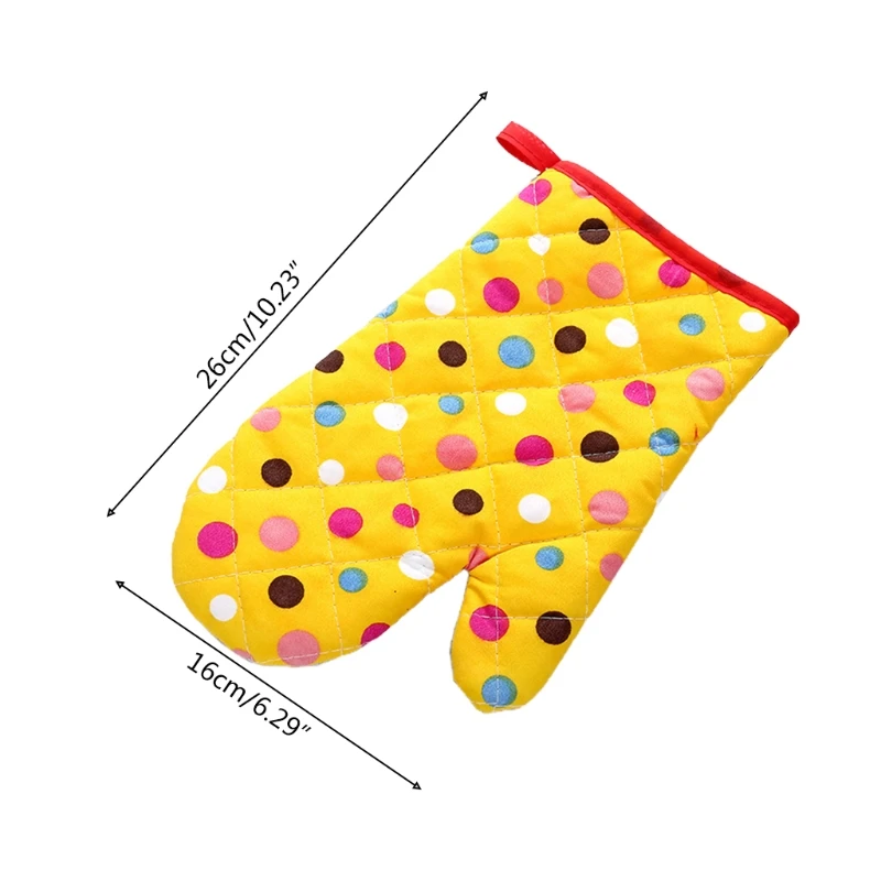 

Thicken Heat Resistant Kitchen Oven Mitts Colorful Polka Dot Padded Baking Glove