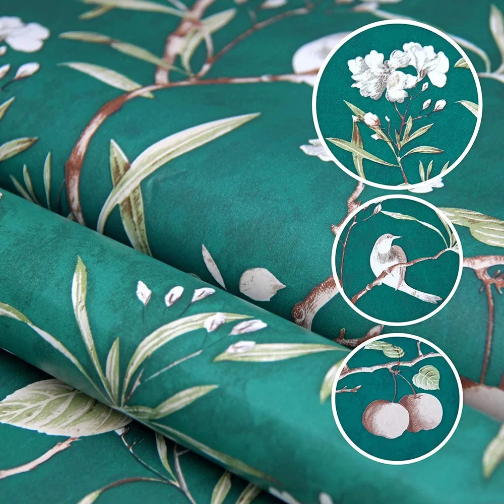 Виниловая Peach Tree Peel And Stick зеленая настенная бумага цветок и птица
