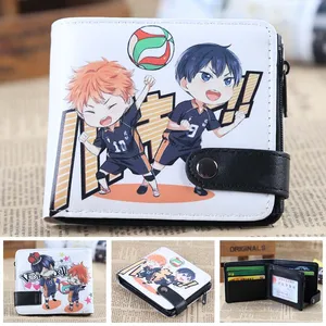 Аниме Haikyuu! Кошелек Chibi Hinata Syouyou  Kageyama Tobio из искусственной кожи, с отделением для монет, многослойный, бумажник на кнопке