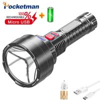 300m long range led flashlight usb rechargeable torch lanterna built in battery lantern portable flashlight for camping fishing