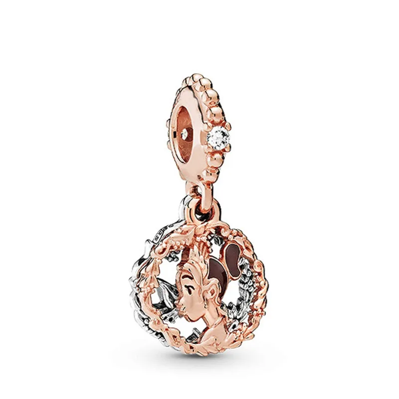 

100% 925 Sterling Silver Charm Rose Gold Princess Diana Pendant Fit Pandora Women Bracelet & Necklace Diy Jewelry