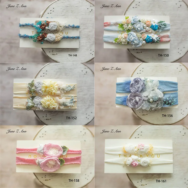 Diadema de flores para reci&eacute;n nacido, accesorios florales para estudio de tiro, hechos a mano para beb&eacute;, TH148-16-0