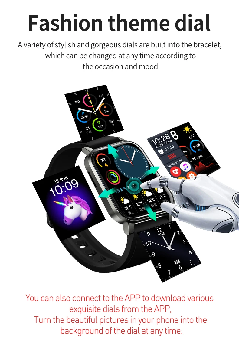 

HAIHOOH 1.7 Inch Smartwatch Men Full Touch Multi-Sport Mode With Smart Watch Women Heart Rate Monitor Bluetooth For iOS Android