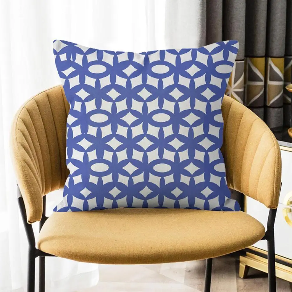 

Navy Blue Porcelain Cushion Cover 45x45cm Home Office Style Pillow Geometry Throw Pillows Cases Waist Bohemian Sofa Mandala N5I6