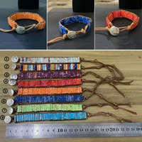 bohemian handmade woven wrap bracelets with natural tube beads stones men women statement jewelry