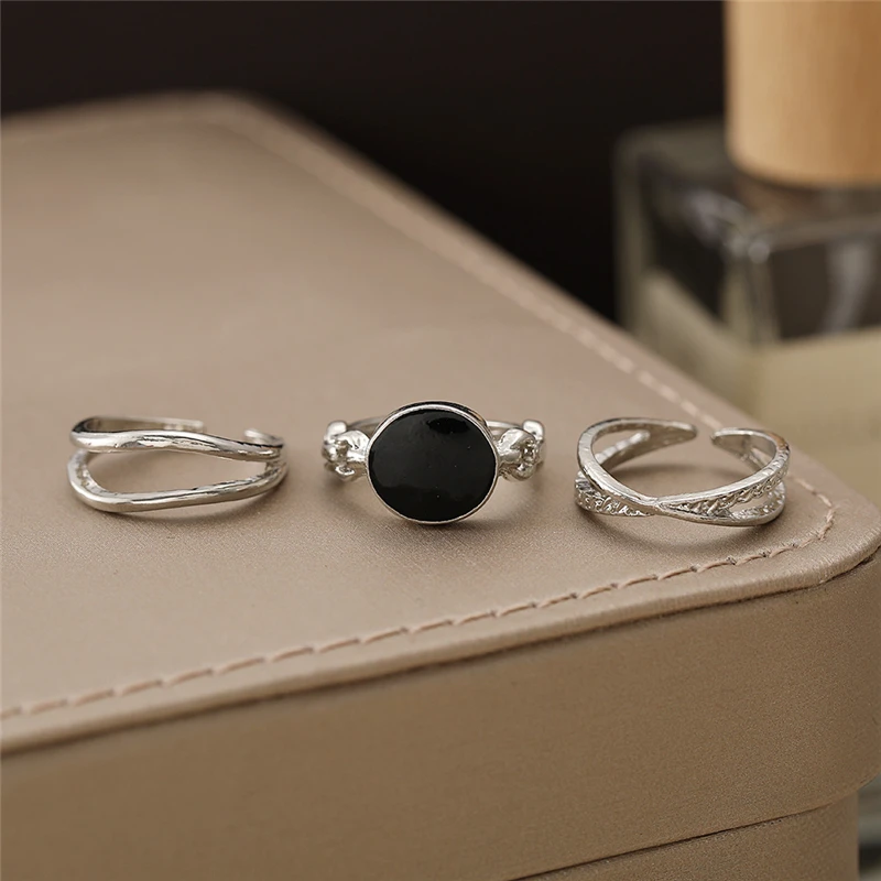 

Jewelry Gifts Women Hip-hop 3-piece Set Personalized Open Rings
