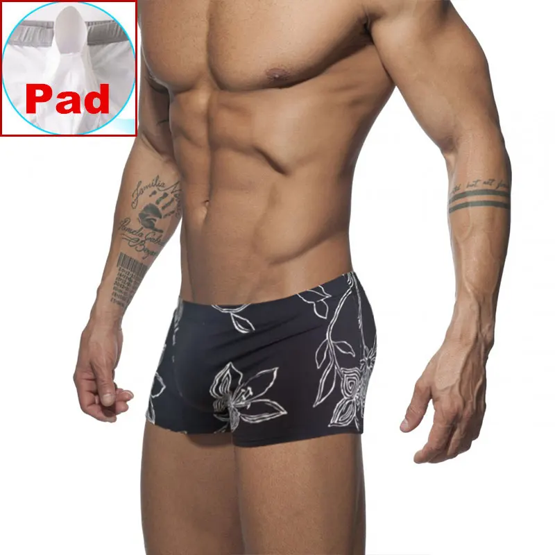 

Pad Swimwear Men Briefs Boxer Men's Swimming Trunks Flower Print Beach Shorts Sports Suit Men Swimsuit Surfing Swim Underpants