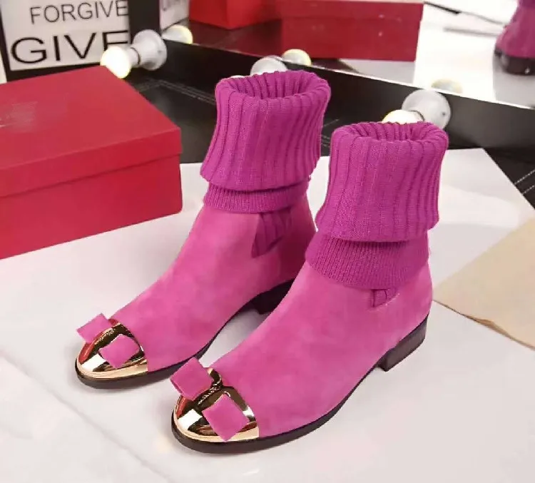 Вязаные сапоги женские до середины икры Bota Feminina зимние Botas Mujer обувь с кристаллами