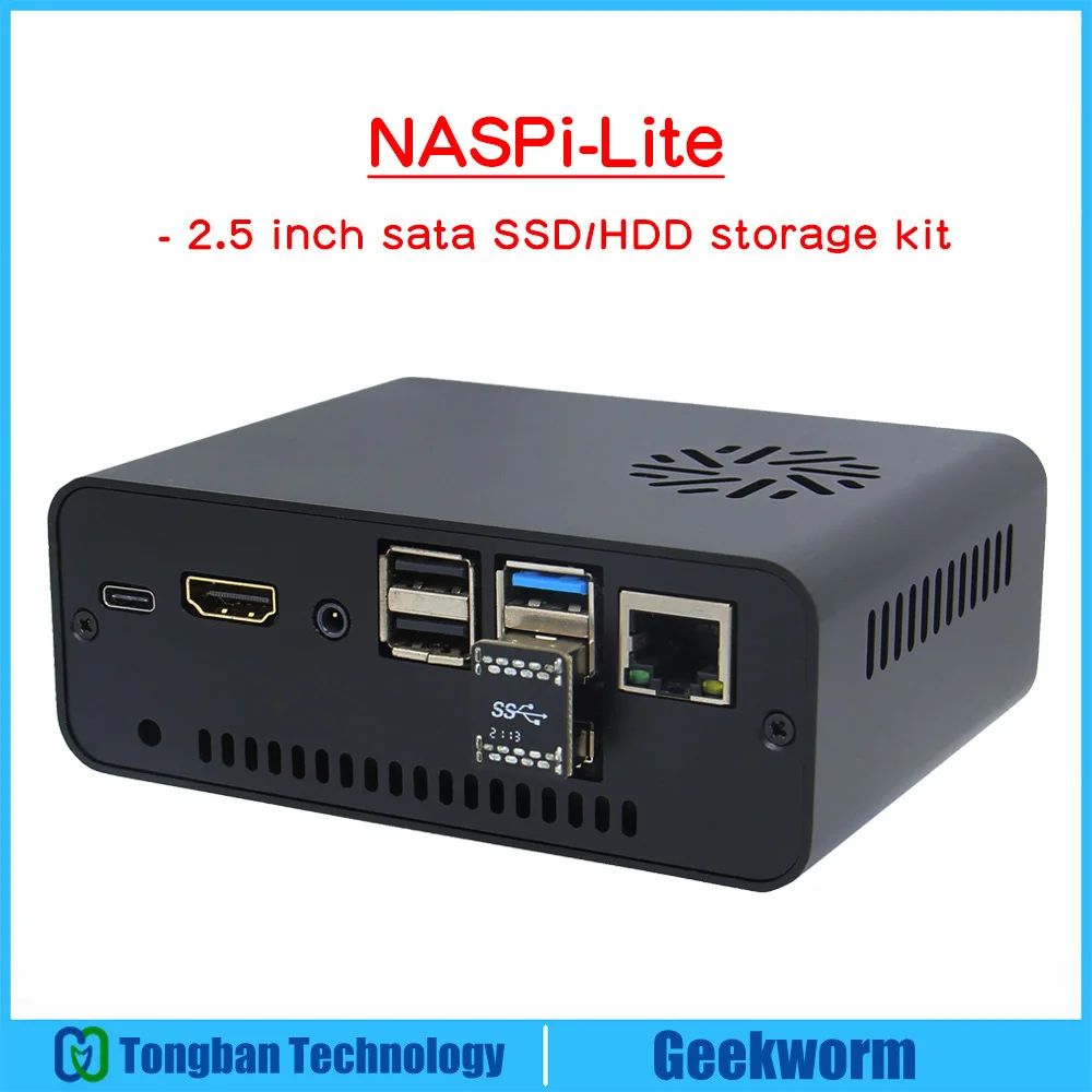 Чехол Geekworm NASPi-Lite 2 5 дюйма SATA HDD/SSD для Raspberry Pi 4 8 ГБ/4 ГБ/2 ГБ (Поддержка макс. 9 мм) -