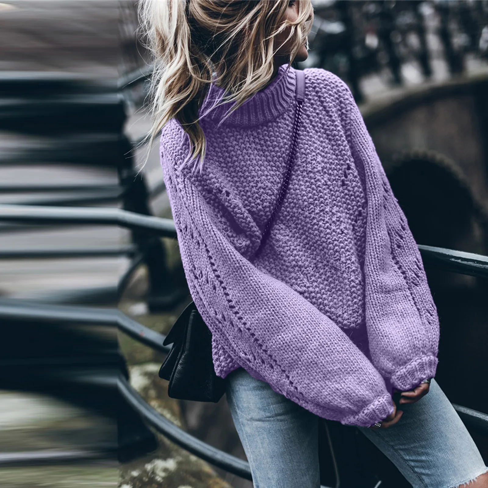 

Женский осенне-зимний свитер, Повседневный свитер с круглым вырезом и длинным рукавом, пуловеры, однотонный вязаный свитер для женщин, женс...