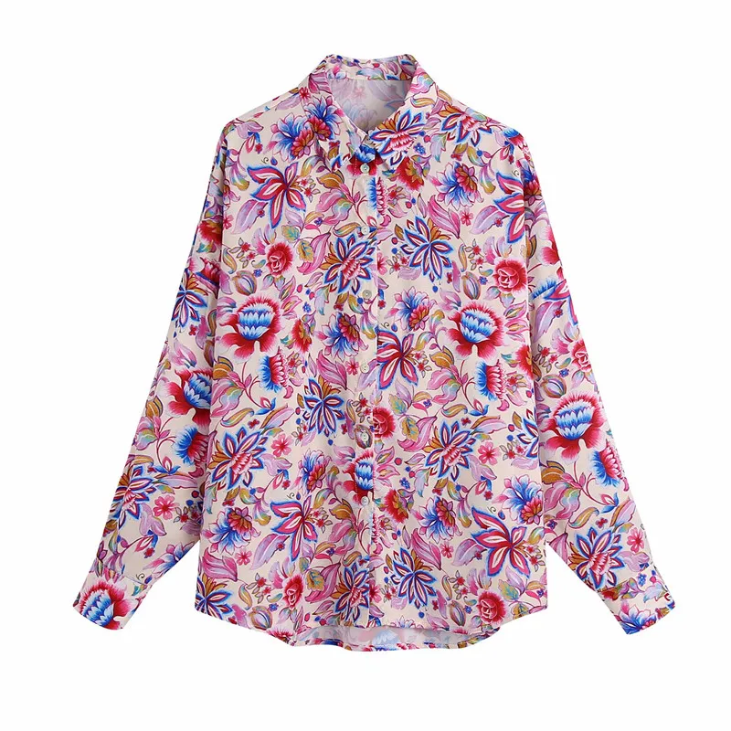 

Vogue Oversize Women Turn-down Collar Blouse Tide Summer Fashion Ladies Beach Style Loose Shirt Female Printed Shirt Top