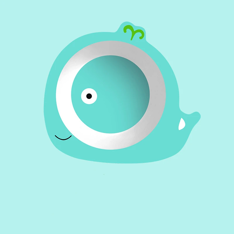 whale Цельная миска для кормления ребенка, эко бамбуковая посуда, нескользящая посуда для кормления, детская посуда, мультяшная детская бамбуковая тарелка - Цвет: whale