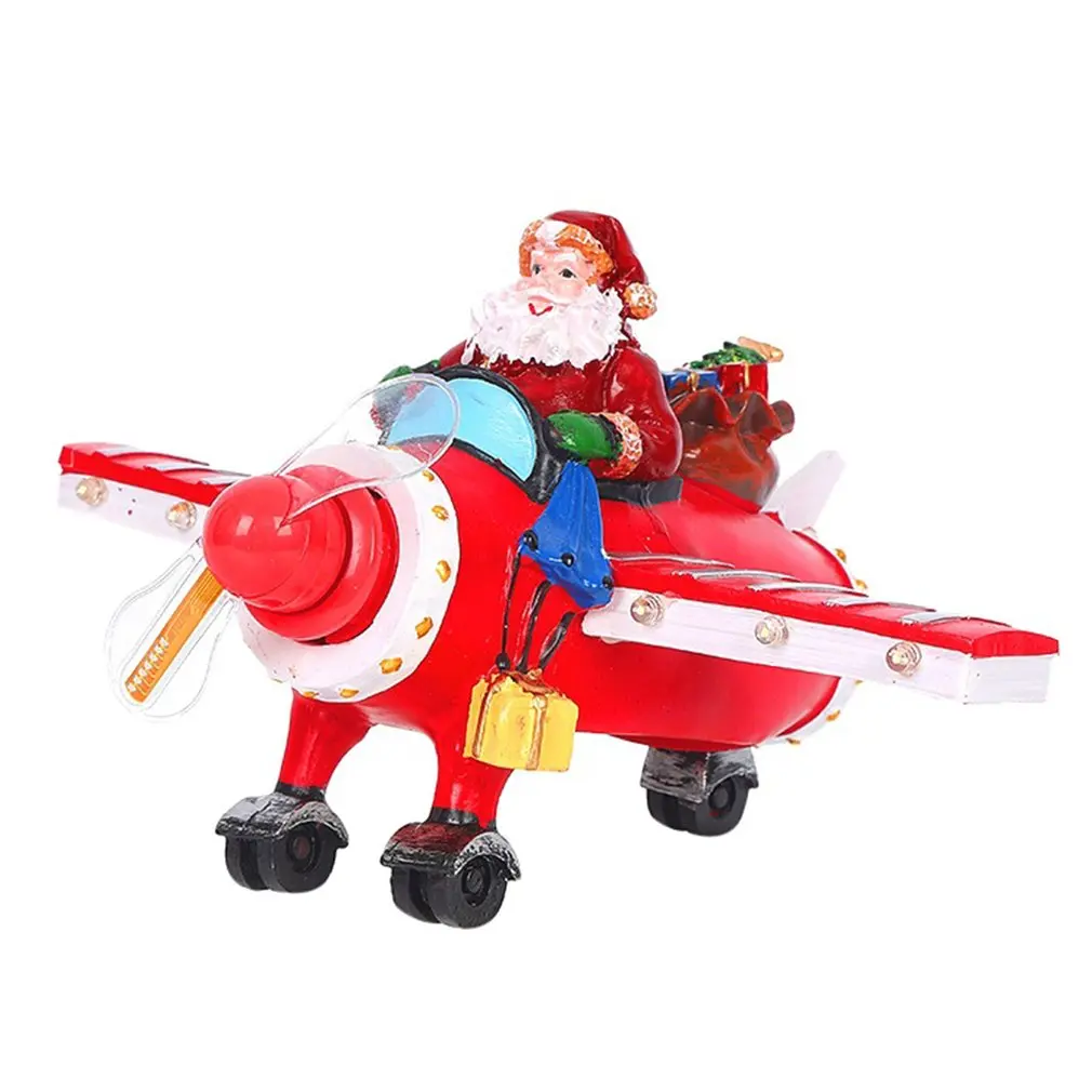 

Funny Christmas Figurine Santa Claus Driving Propeller With LED Light Farewell Party Ornament Creative Gift For Friend