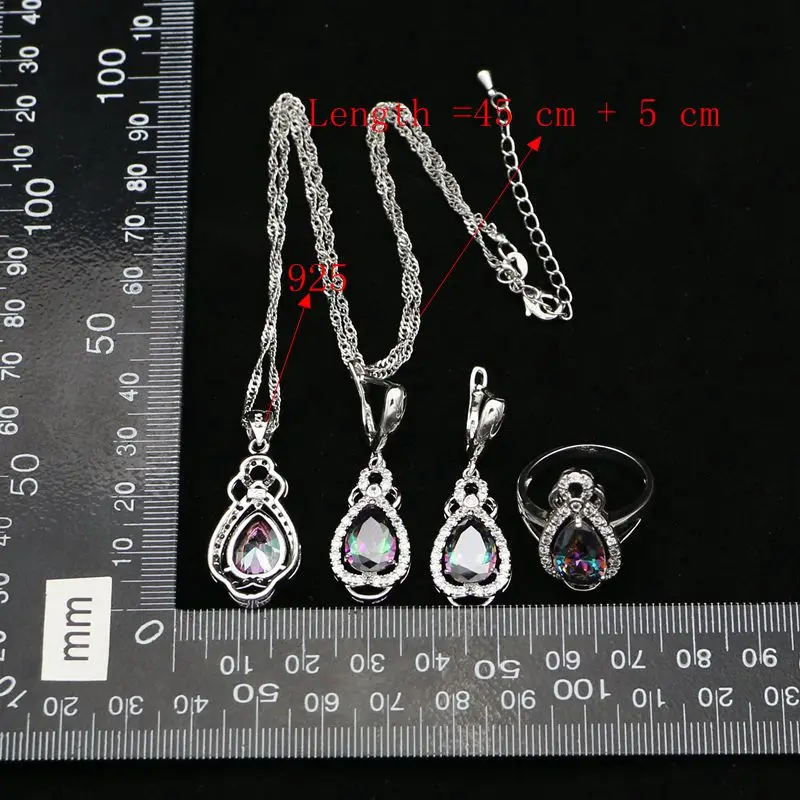 Красочные радужные кубические циркониевые бусы ювелирные наборы для женщин