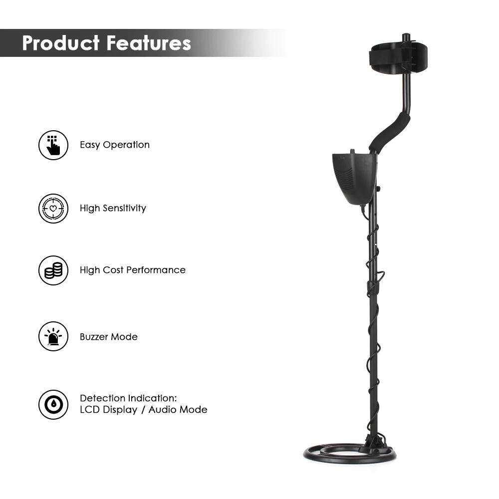 KKmoon MD3030 Professional Underground Metal Detector Underwater Gold Digger Treasure Hunter with Adjustable Search Coil | Инструменты