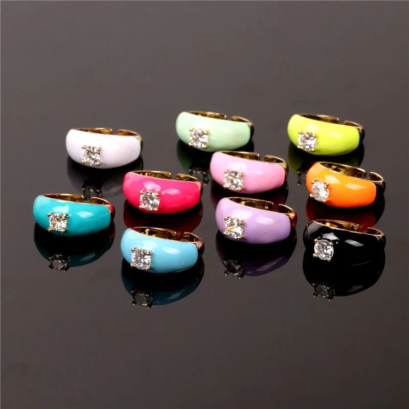 Эмалированные кольца радужного цвета для женщин винтажные открытые