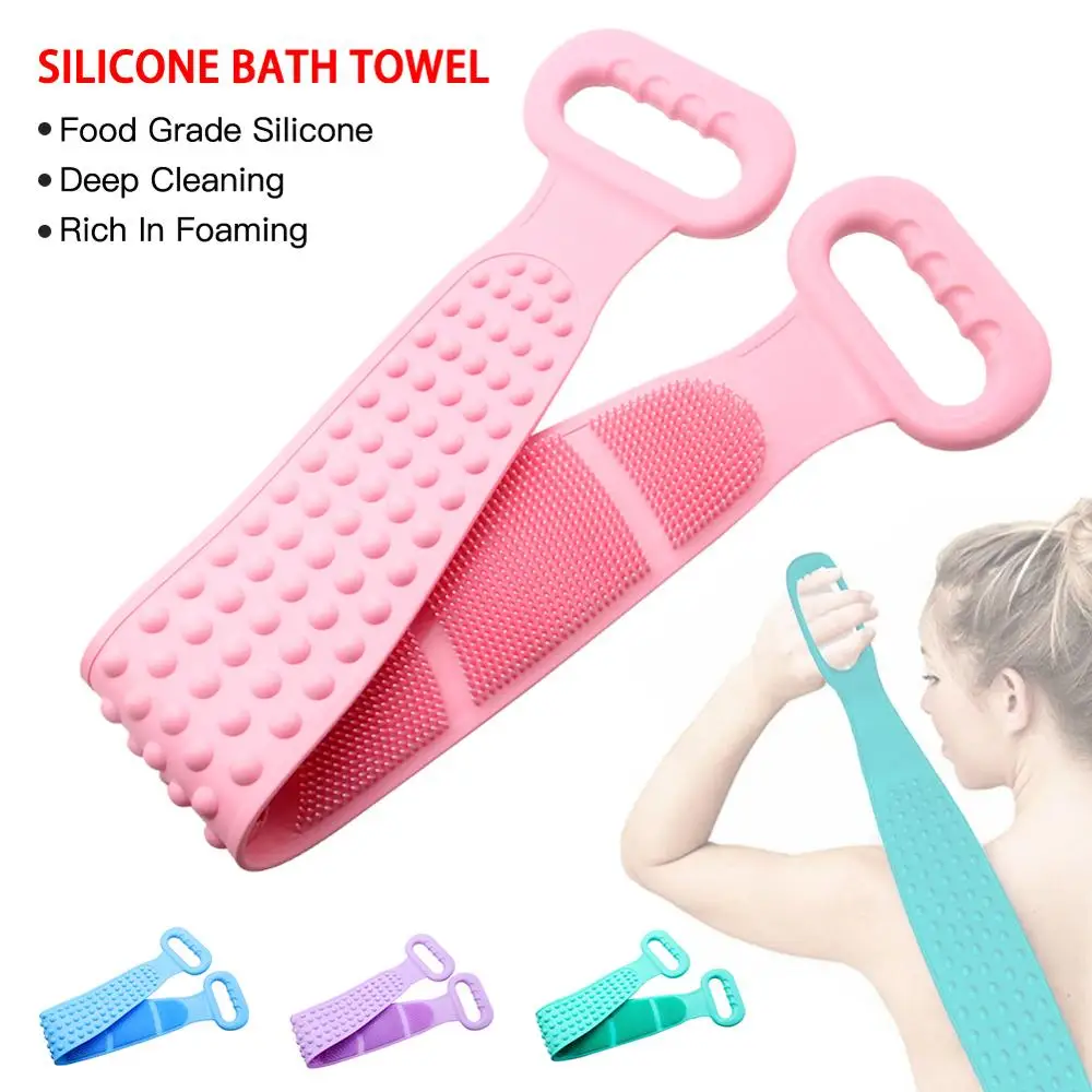 

1PCS Back Towel Rubbing Bath Brush Sided Scrubber Silicone Scrub Body Skin Care Rubbing Exfoliate Home Bathroom Shower Washing