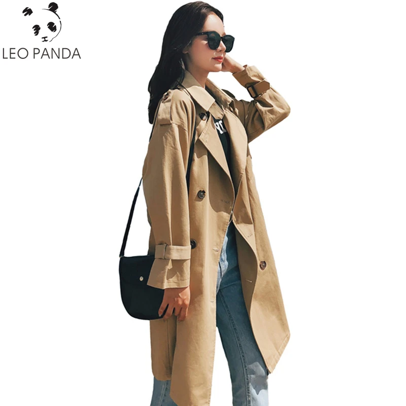 

Long Plus Size Windbreaker Women 2021 Autumn New British Temperament System Bandwidth Double Breasted Loose Female Trench Coat