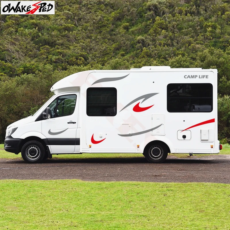 Спортивная полоска для укладки дома на колесах трейлер для путешествий Camper Декор Наклейка Графический набор виниловые наклейки аксессуары для автомобиля Наклейка s