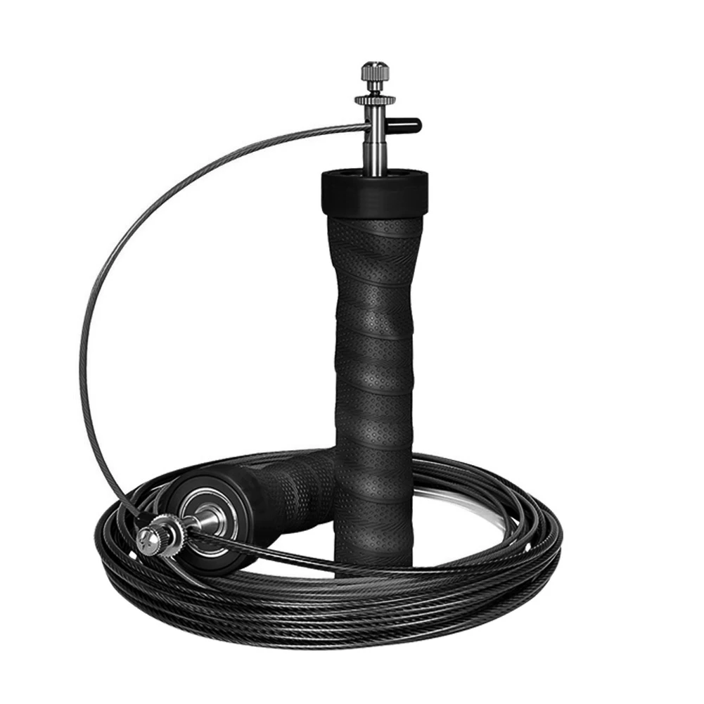 

Black Antiskid Workout Sport Skipping Rope Fitness Steel Weighted Rapid Speed Jumping Rope Adjustable Shape Fitness Equipment