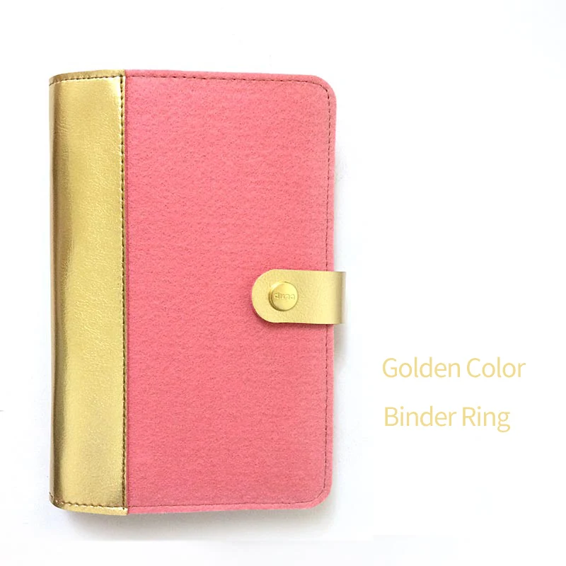 Golden Pink Японский персональный молочный Войлок из искусственной кожи журнал для путешествий Золотое кольцо офисная записная книжка милый Kawaii порядок дня Планировщик A5 A6 - Цвет: Golden Pink