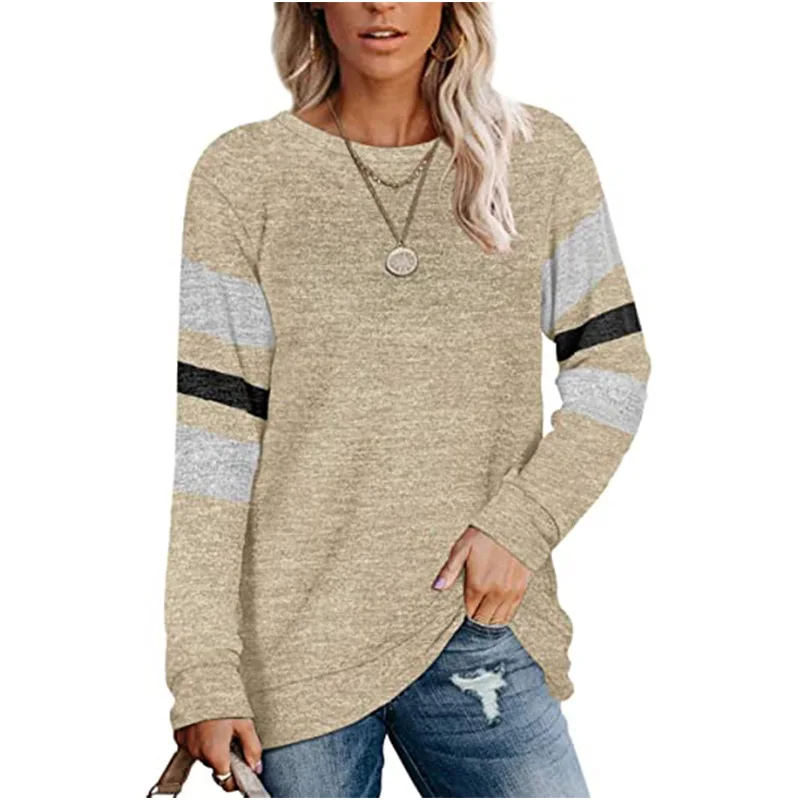 

Women Casual Stripe Long Sleeve Blouse Female Round Neck Shirt Autumn Tops YJ0010