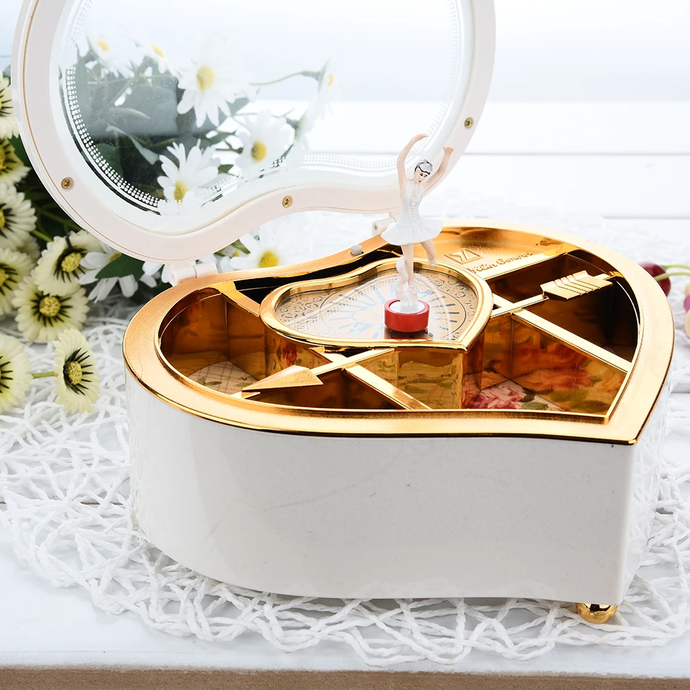 Мини в форме сердца Танцующая балерина Музыкальная шкатулка Карусель Поворотная