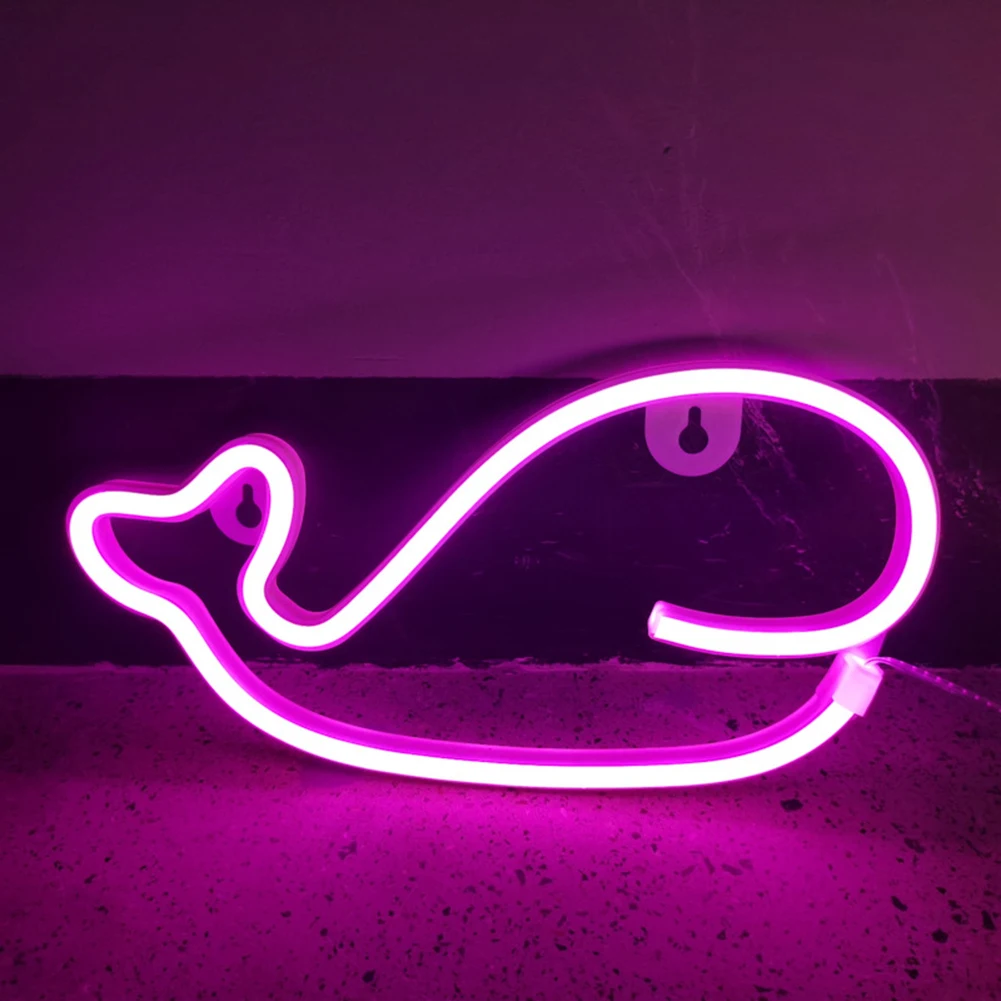 

Led Neon Light Sign Colorful Rainbow Novelties Dolphin Whale Wall Hanging Night Lamp Home Party Wedding Festival Decorative Lamp