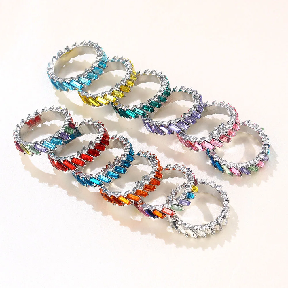 VG 6YM 2021 High Quality Rainbow Ring Cubic Engagement Ring for Women Eternity Colors Ring Females Jewelry Accessories Wholesale