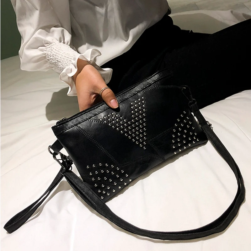 Из искусственной кожи черного цвета женские сумочки клатчи сумка кожаная на