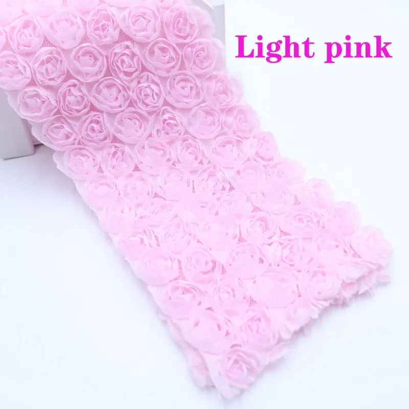 Light pink 1 м/лот 6 ряд шифоновая Роза цветочная кружевная отделка шифоновая кружевная ткань ленты DIY ручной работы аксессуары для волос материал Костюмы Декор - Цвет: Light pink