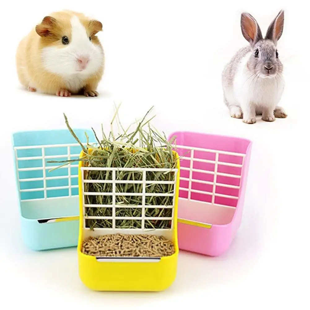 

2 in 1 Pet Rabbit Hay Feeder Grass Stainless Steel Shelf Bowl Dispenser Storage Container Non-Slip Space-Saving Pet Supplies