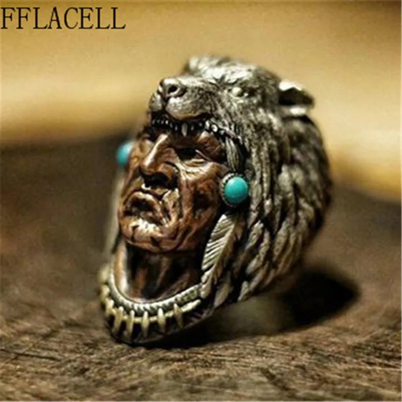 FFLACELL 2020 новое модное винтажное двухцветное кольцо оборотенок мужское властное