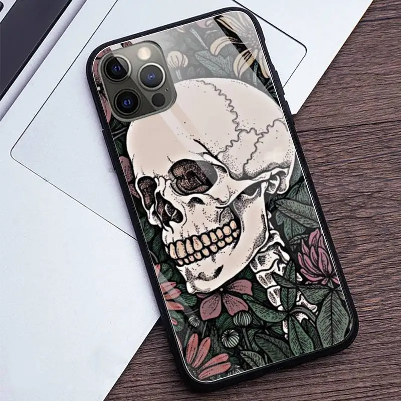 Чехлы для телефонов Grim Reaper Skull Skeleton закаленное стекло iPhone 12 11 Pro XR XS MAX 8X7 6S 6 Plus Max Mini