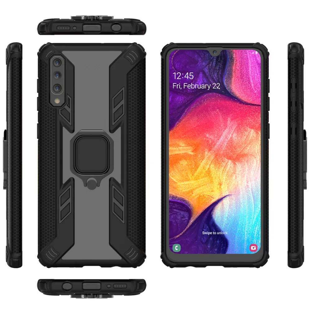 Противоударный защитный чехол для samsung Galaxy A50, чехол 6," для samsung A 50 A30, кольцо-держатель для пальца, чехол для телефона, KONSMART