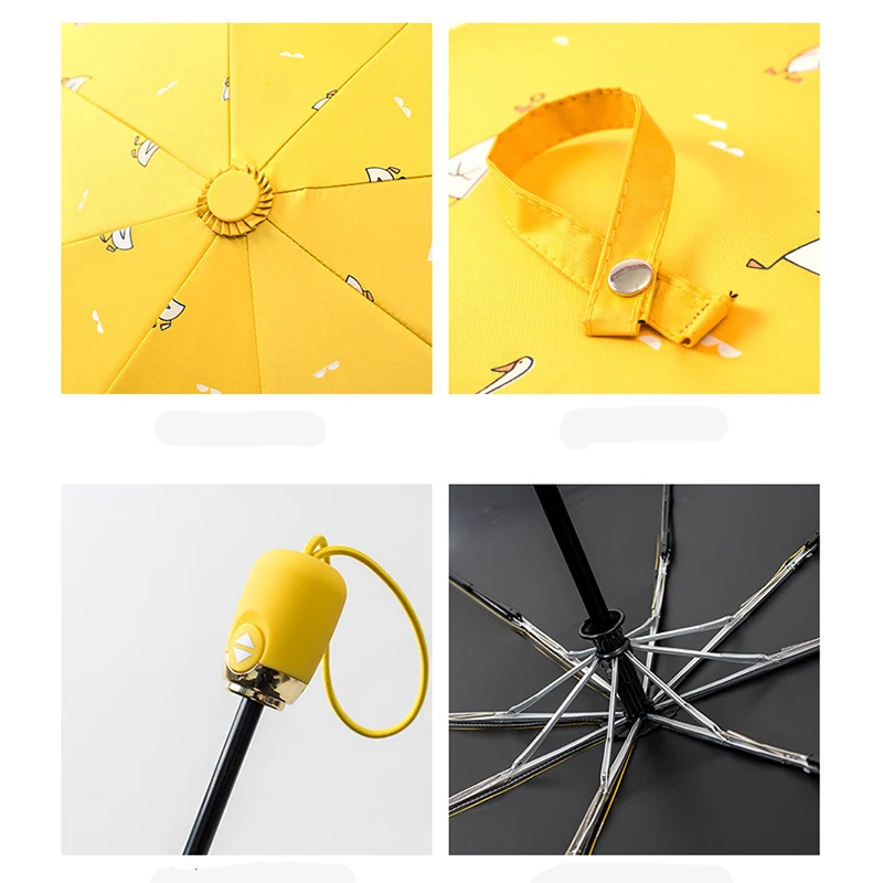 Автоматический зонт с мультяшной уткой для женщин и девушек складные зонтики