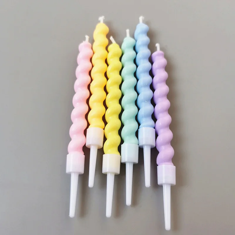

6pcs/set Spiral Candle Decorative Candles Taper Birthday Candles Home Decor Wedding Decoration Centerpieces Candlestick Gift