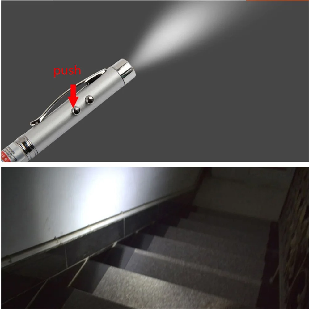 

4 in 1 Telescopic Teaching Tools Ball Pen RED Laser PowerPoint Pointer Pen Ballpoint Pen Small Flashlight Best Gift for Teacher