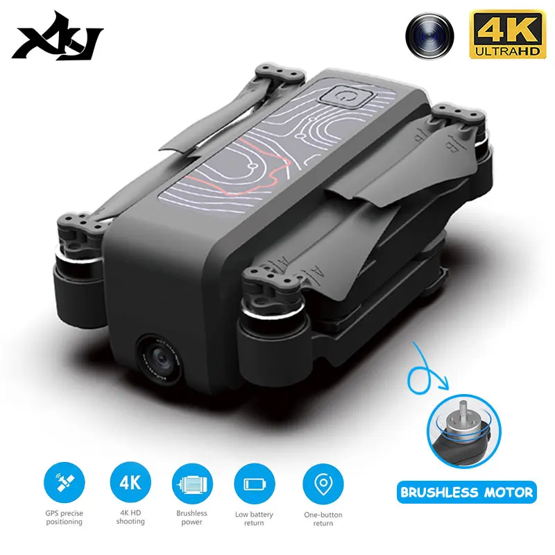 XKJ Gps Дрон i камера 2 с Wi Fi FPV HD 4K профессиональный бесщеточный складной