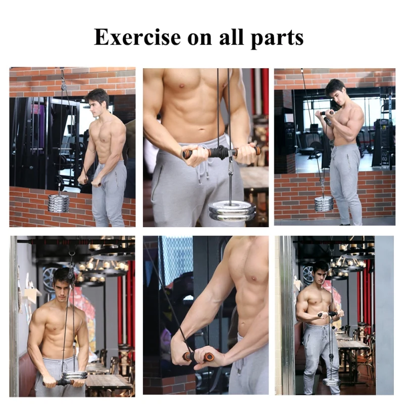 

Fitness Pulley Cable System DIY Loading Pin Lifting Triceps Rope Machine Workout Adjustable Length Home Gym Sport Equipment