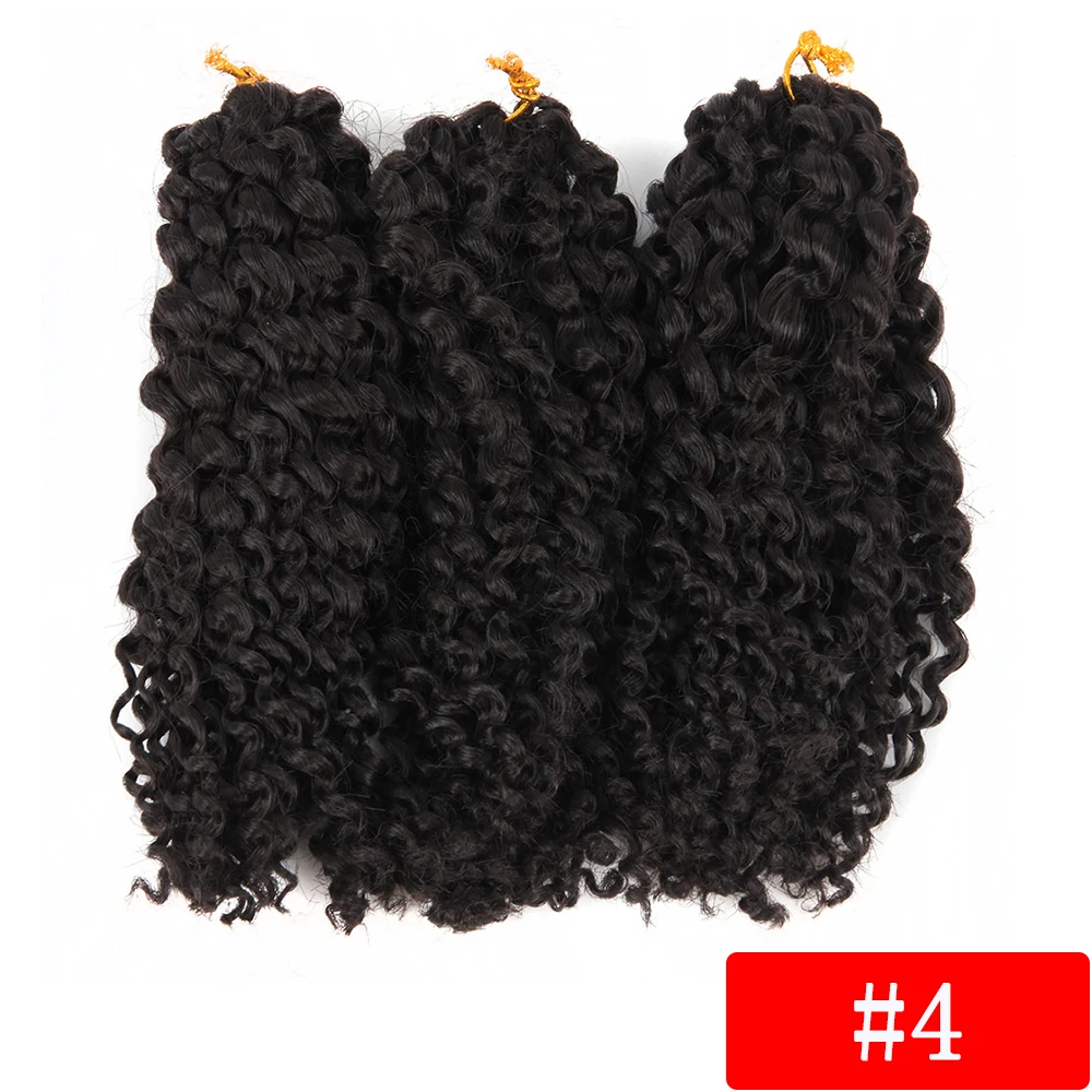 4 8 дюймов с поддержкой 3 шт./упак. 60 пряди Marley косы афро кудрявые, на крючках, косички, синтетика, плетение, накладные волосы на заколке для Для женщин - Цвет: 4