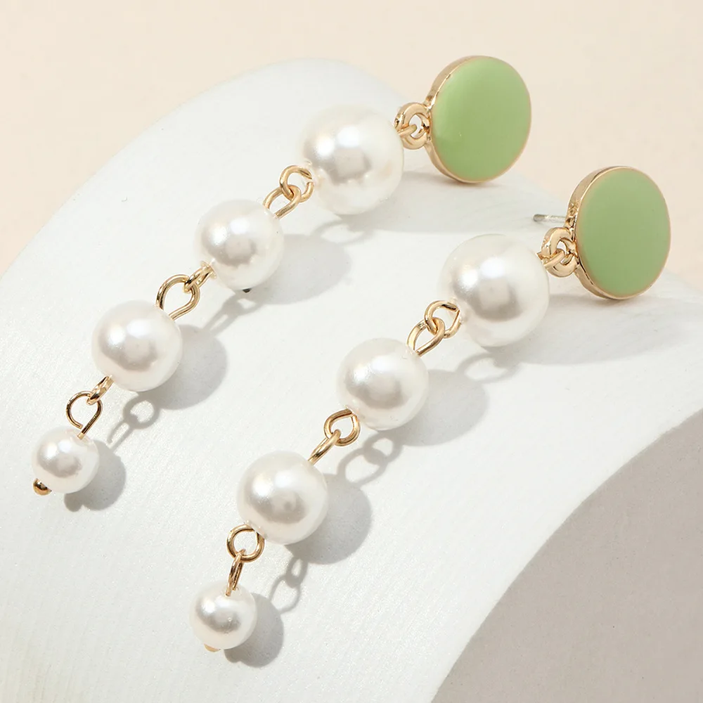 

Women Fashion Trend Simulation Pearl Long Earrings Female Bridal Wedding Pendant Earrings Fashion Korean Jewelry Pearls Earrings
