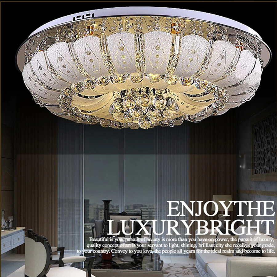 

Роскошный простой круглый светодиодный светильник, Современная потолочная лампа с меняющими цвет кристаллами для гостиной, спальни, кабин...