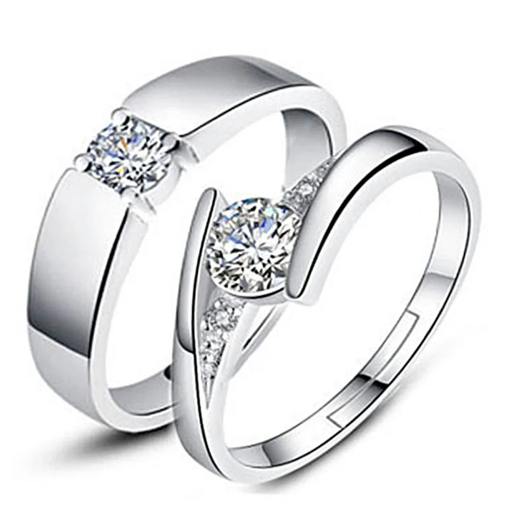 2 шт./компл. регулируемое Кристальное кольцо для влюбленных Кольцо из нержавеющей