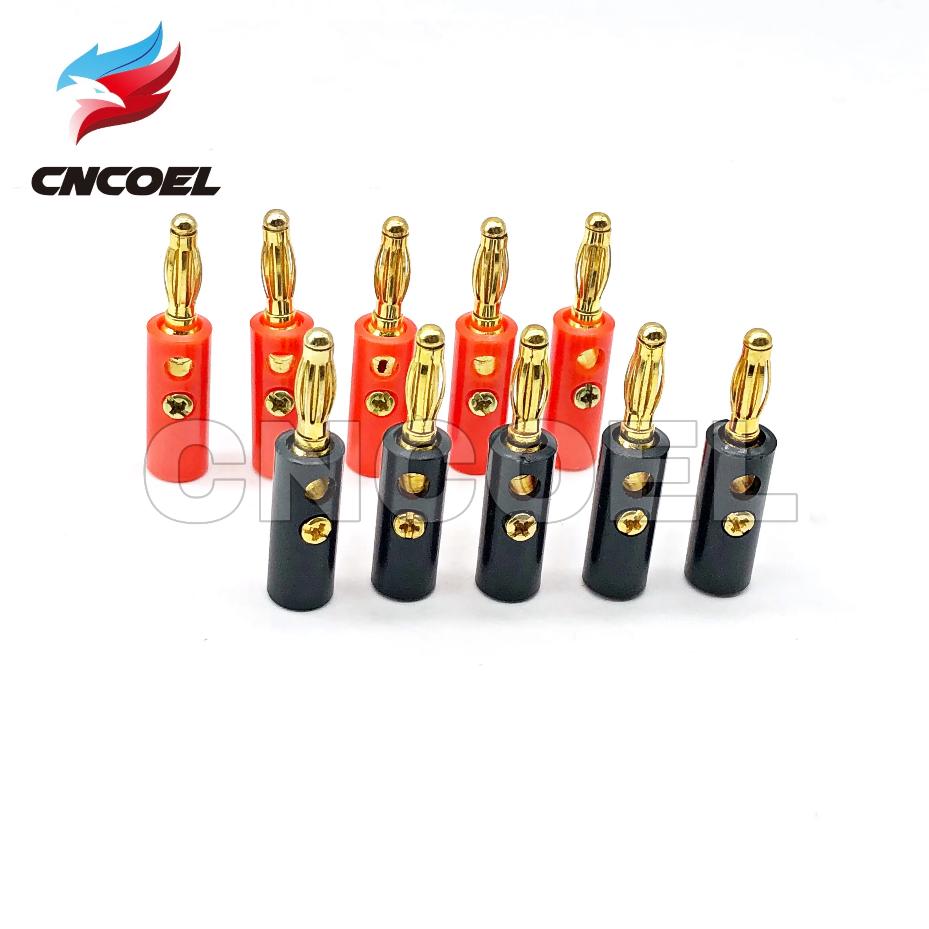 

10 Pcs High Quality 4mm Banana Plug Gold Plated Red Black Length 40mm Connector