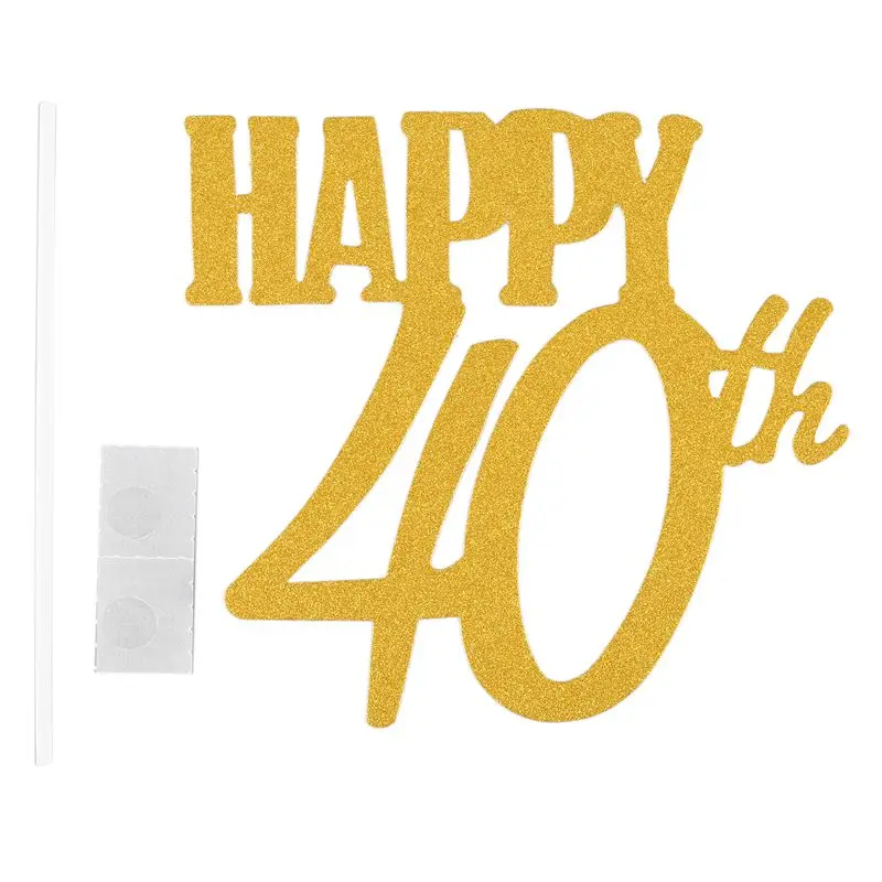 1 шт Золотой Счастливый 40 й Топпер Блестящий силуэт свадебный торт Свадебные/День