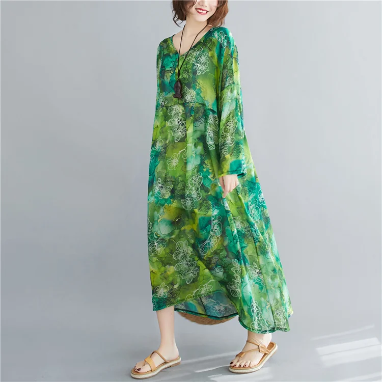 8XL 7XL большой размер новая шифоновая плюс винтажная одежда с цветочным принтом