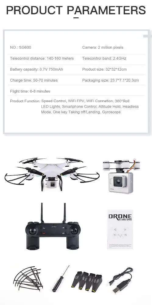 Kuulee SG600 Радиоуправляемый квадрокоптер Дрон wifi Live Transmission HD камера фиксированная высота радиоуправляемый самолет игрушки подарок