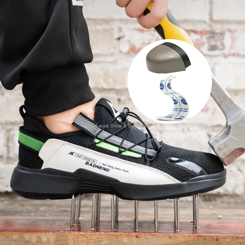 Летняя защитная обувь для мужчин мягкие дышащие мужские рабочие кроссовки со
